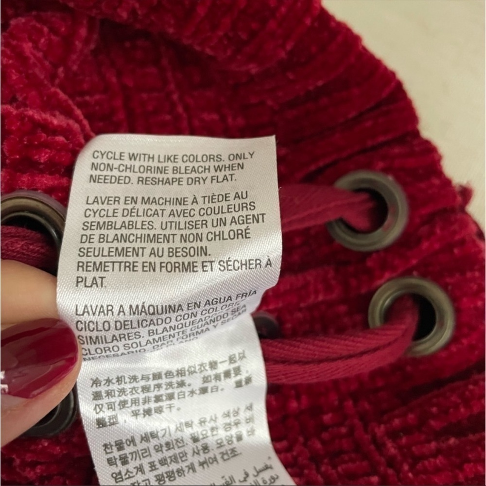 Style&co Red V-Neck Lace Up Sweater, L - Picture 7 of 10